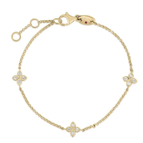 Roberto Coin Diamond Love in Verona 3 Station Bracelet in 18K Yellow Gold