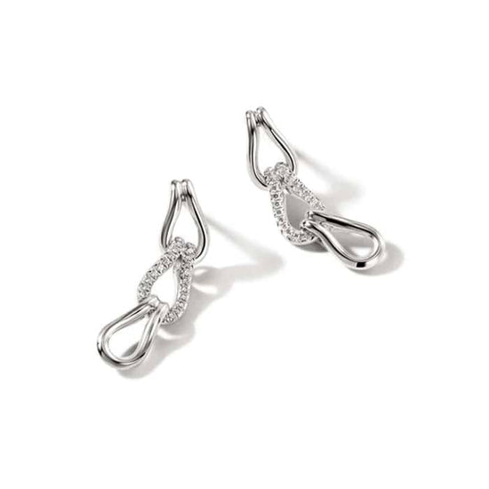 John Hardy Surf Diamond Pavé Link Earrings in Sterling Silver