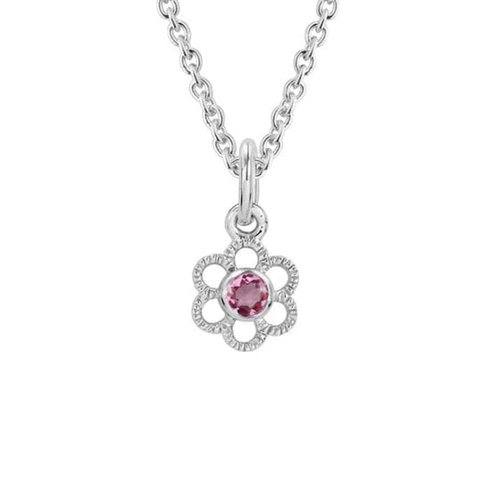 Mountz Collection Pink Tourmaline Flower Pendant in Sterling Silver