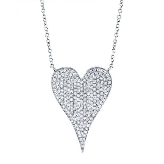 Shy Creation "Amor" Large Diamond Pavé Heart Pendant in 14K White Gold