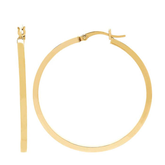 Mountz Collection 2mm x 40mm Square Tube Round Hoop Earrings in 14K Yellow Gold