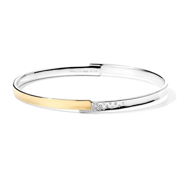 Ippolita Chimera Stardust Overlapping Bangle with Diamonds in Sterling Silver and Bonded 18K Yellow Gold