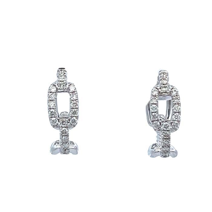 Mountz Collection Diamond Link Huggie Earrings in 14K White Gold