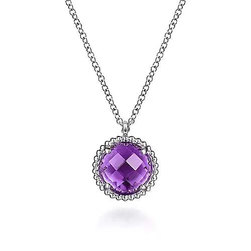 Gabriel & Co. Amethyst Bujukan Pendant Necklace in Sterling Silver