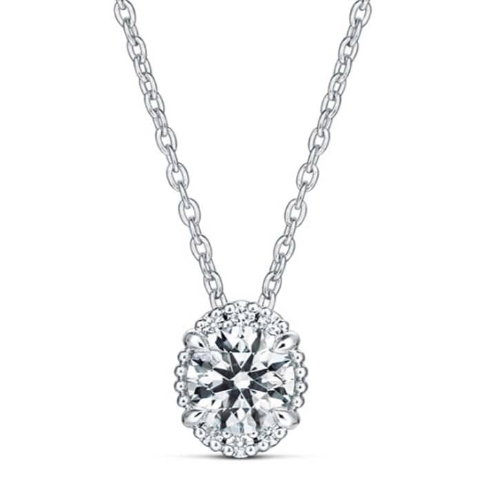 Hearts On Fire .25CTW Ellipse Diamond Pendant in 18K White Gold