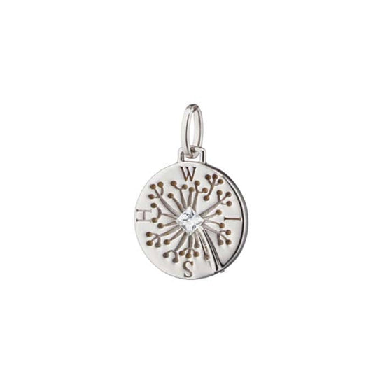 Monica Rich Kosann "WISH" White Sapphire Dandelion Intaglio Charm Necklace in Sterling Silver