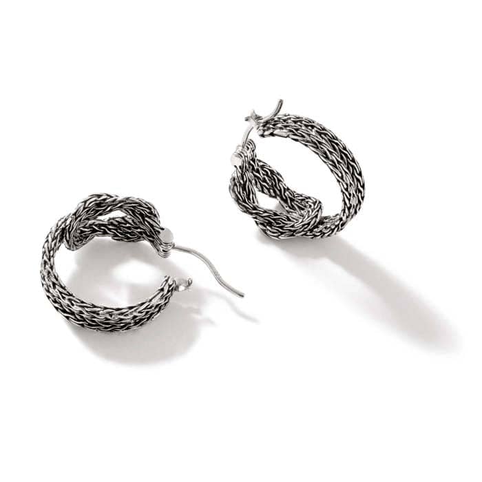 John Hardy Manah Classic Chain Love Knot Hoop Earrings in Sterling Silver