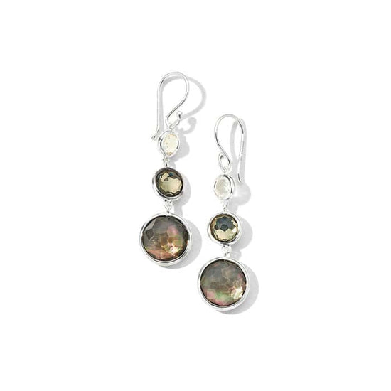 Ippolita Lollipop Lollitini "Black Tie" 3-Stone Drop Earrings in Sterling Silver