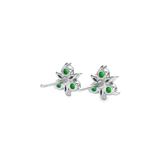 Fana Emerald and Diamond Trio Stud Earrings in 14K White Gold