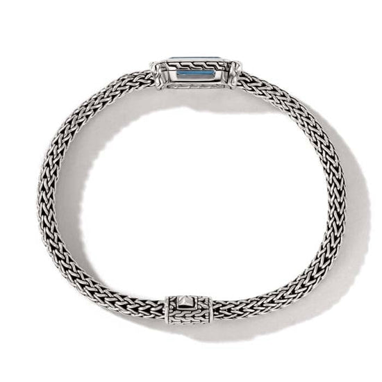 John Hardy London Blue Topaz Classic Chain Station Bracelet in Sterling Silver