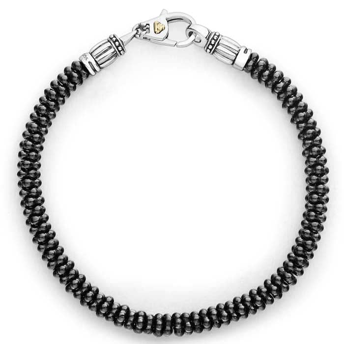 LAGOS 7.75" 5mm Black Caviar Beaded Bracelet in Sterling Silver Size 7