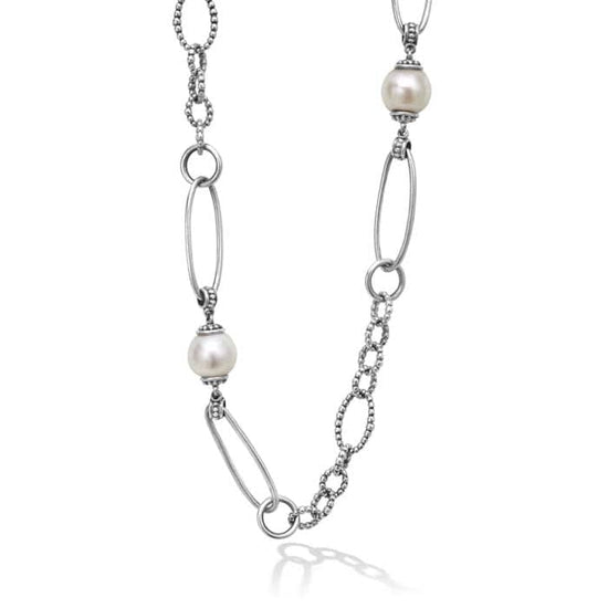 LAGOS 34" Pearl Link Necklace in Sterling Silver