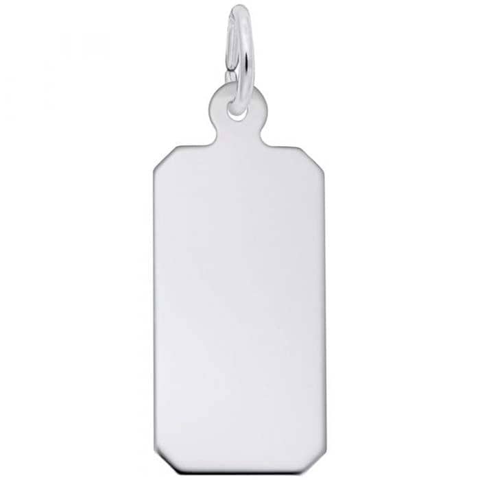 Rembrandt Rectangular Dog Tag Charm in Sterling Silver