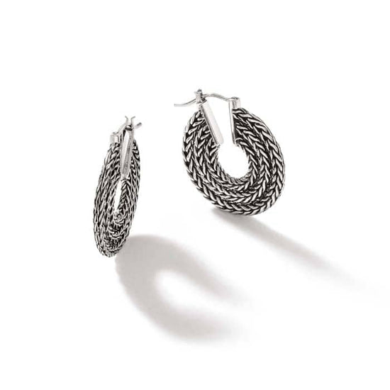 John Hardy Rata Chain Hoop Earrings in Sterling Silver