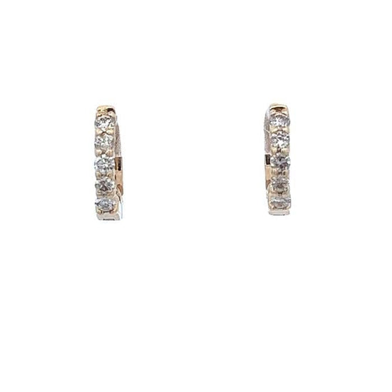 Mountz Collection Round Huggie Earrings with Diamonds in 14K Yellow Gold