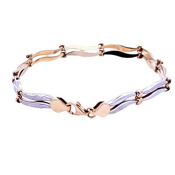 Estate 7" Double Row Two-Tone Bracelet in 14K Gold