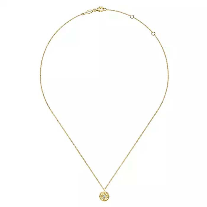 Gabriel & Co. Round Radiating Diamond-Cut "Gaby" Pendant in 14K Yellow Gold