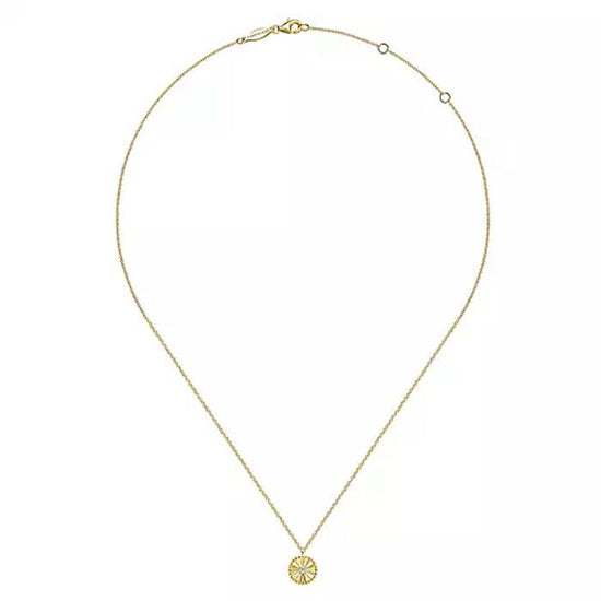 Gabriel & Co. Round Radiating Diamond-Cut "Gaby" Pendant in 14K Yellow Gold