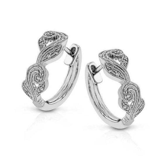 Simon G. Filigree Diamond Hoop Earrings in 18K White Gold