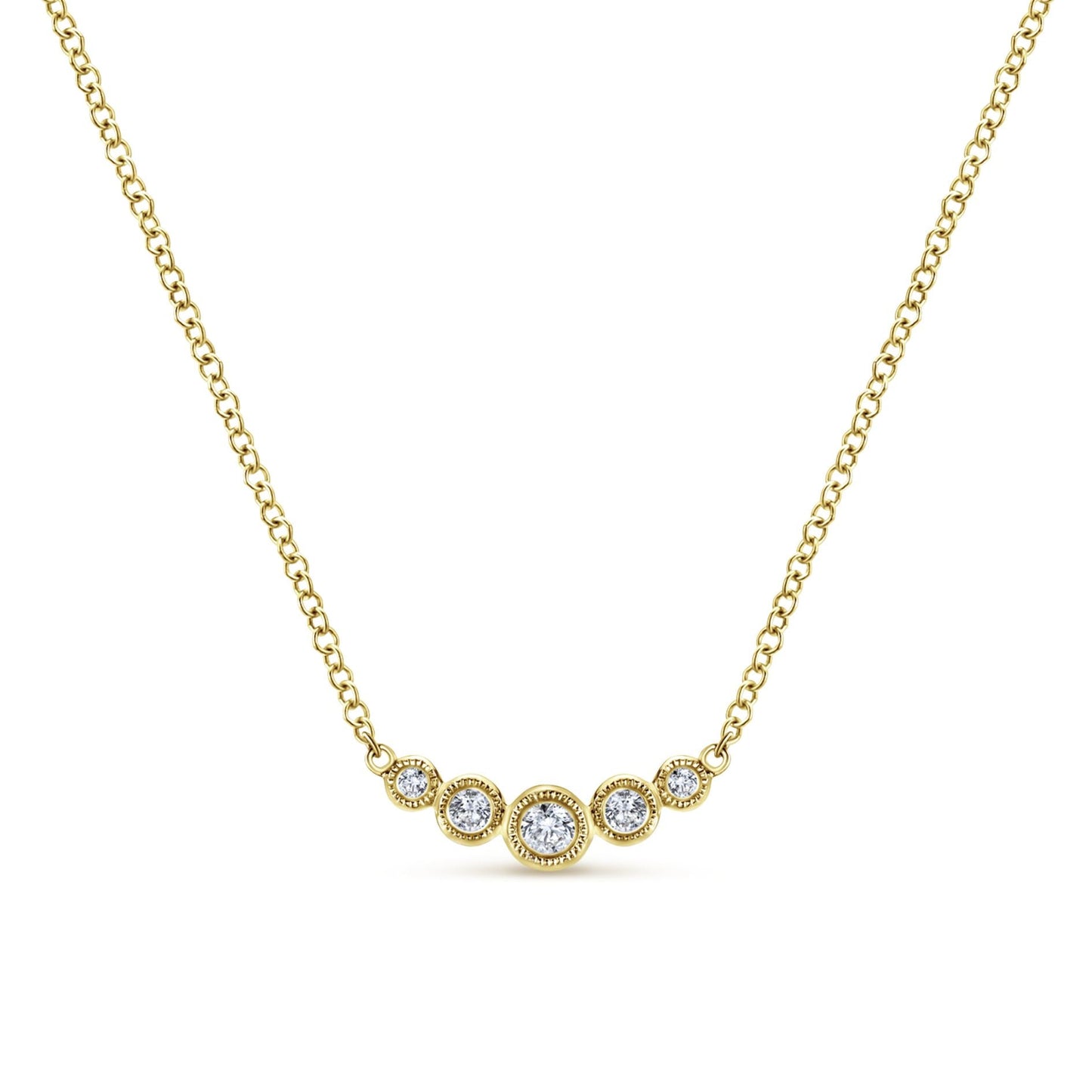 Gabriel & Co. Curved Diamond Bar Necklace in 14K Yellow Gold