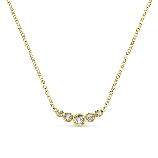 Gabriel & Co. Curved Diamond Bar Necklace in 14K Yellow Gold