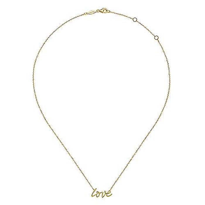 Gabriel & Co. 17" "Love" Pendant/Necklace in 14K Yellow Gold