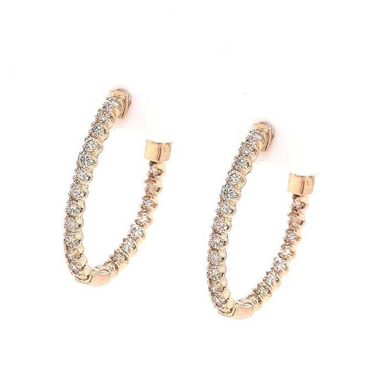 Mountz Collection 1CTW Diamond Inside-Outside Oval Hoop Earrings in 14K Yellow Gold