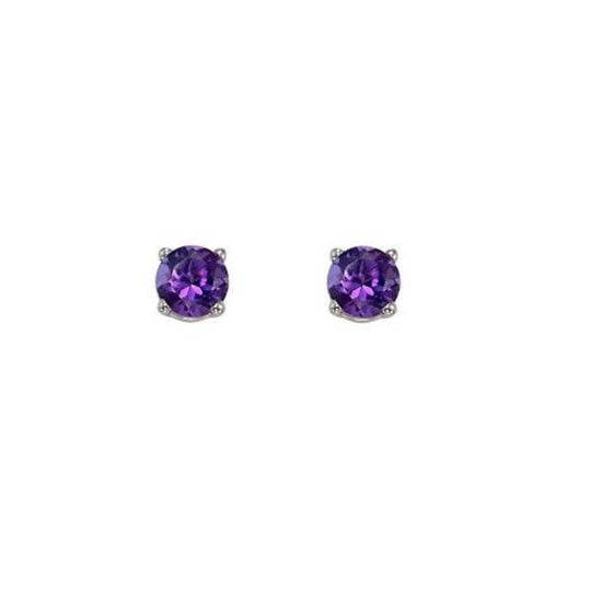 Mountz Collection Amethyst Stud Earrings in 14K White Gold