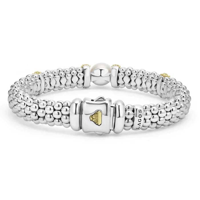 LAGOS Two-Tone Pearl Caviar Bracelet in Sterling Silver and 18K Yellow Gold