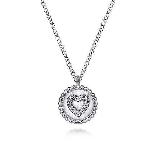 Gabriel & Co. Bujukan Diamond Heart Pendant Necklace in Sterling Silver