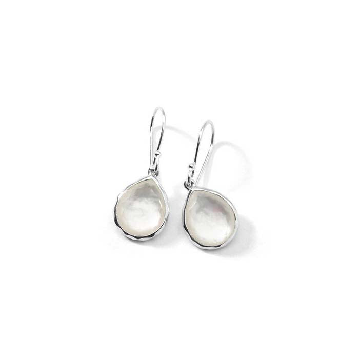 Ippolita Rock Candy Collection Teeny Teardrop White Mother of Pearl and Clear Quartz Sterling Silver Earrings