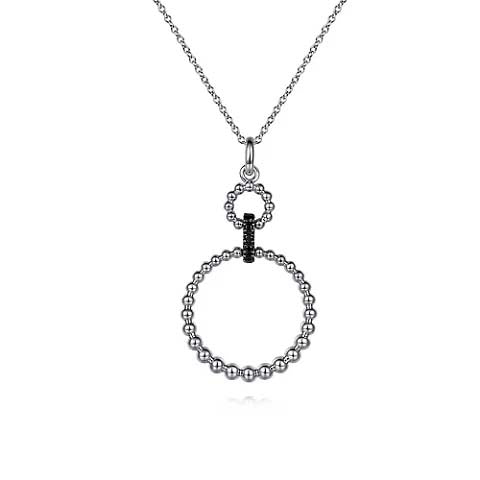 Gabriel & Co. Black Spinel Bujukan Link Drop Necklace in Sterling Silver