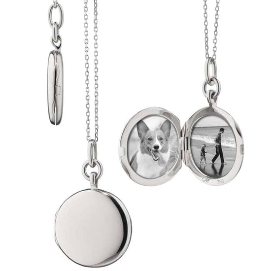 Monica Rich Kosann Large Slim Round "Quinn" 2-Photo Locket in Sterling Silver