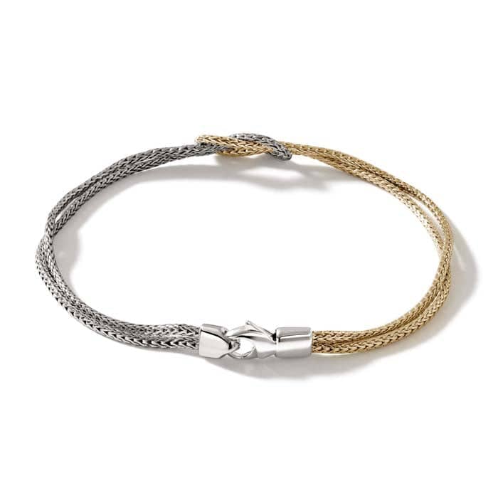 John Hardy Manah Classic Chain Love Knot Bracelet in Sterling Silver and 14K Yellow Gold