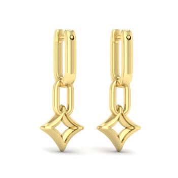 Vlora Estrella Diamond Link Earrings with Star Drop in 14K Yellow Gold