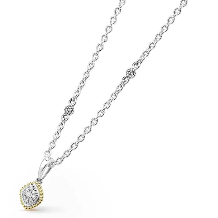 LAGOS Diamond Pendant Necklace in Sterling Silver and 18K Yellow Gold