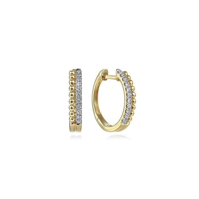 Gabriel & Co. Bujukan Pavé Diamond Huggie Earrings in 14K Yellow Gold