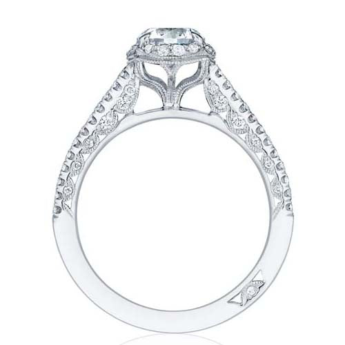 Tacori .41TW Petite Crescent Cushion Bloom Engagement Ring Semi-Mounting in 18K White Gold