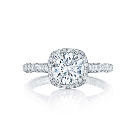Tacori Petite Crescent Engagement Ring Semi Mount in 18K White Gold with Diamonds