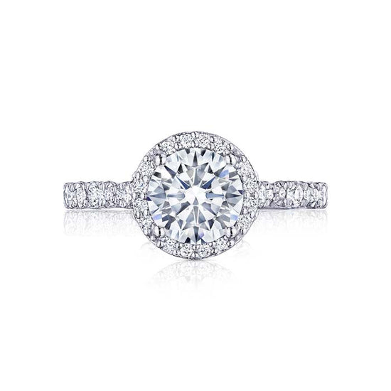 Tacori .66CTW "Petite Crescent" Round Halo Engagement Ring Semi Mounting in 18K White Gold