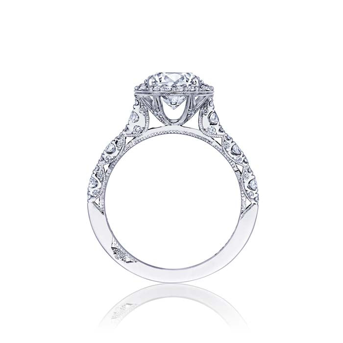 Tacori .66CTW "Petite Crescent" Round Halo Engagement Ring Semi Mounting in 18K White Gold