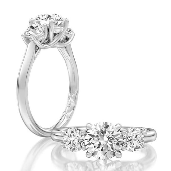 A. Jaffe 3 Stone Engagement Ring Semi-Mounting in 14K White Gold