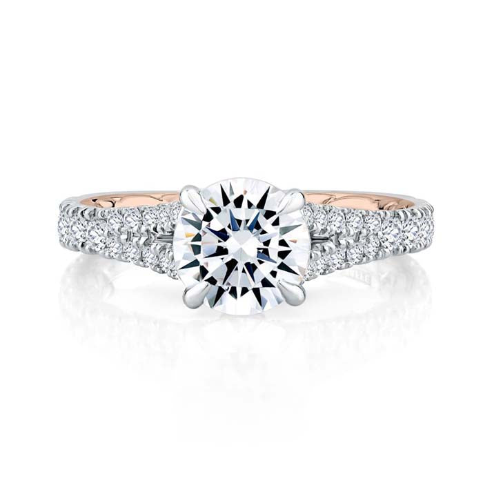 A. Jaffe Regal Split Signature Engagement Ring Semi-Mounting in 14K White and Rose Gold