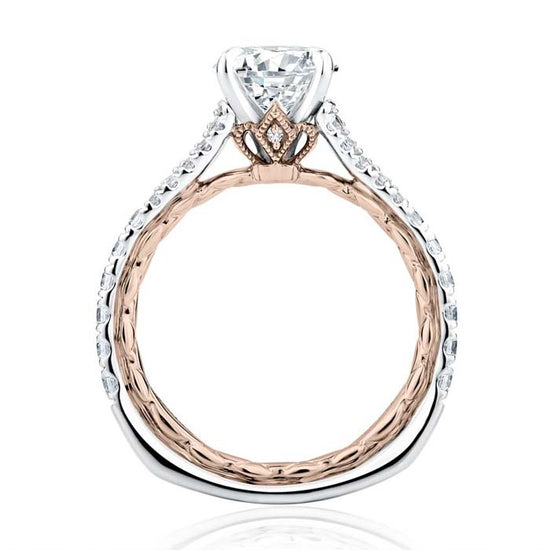 A. Jaffe Regal Split Signature Engagement Ring Semi-Mounting in 14K White and Rose Gold