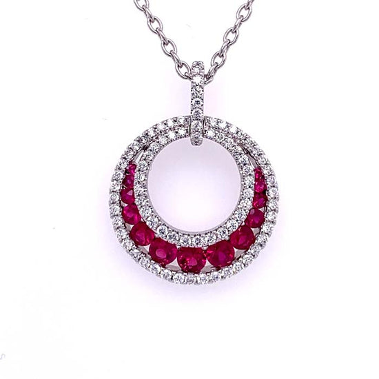 Fana Always and Forever Ruby and Diamond Pendant in 14K White Gold