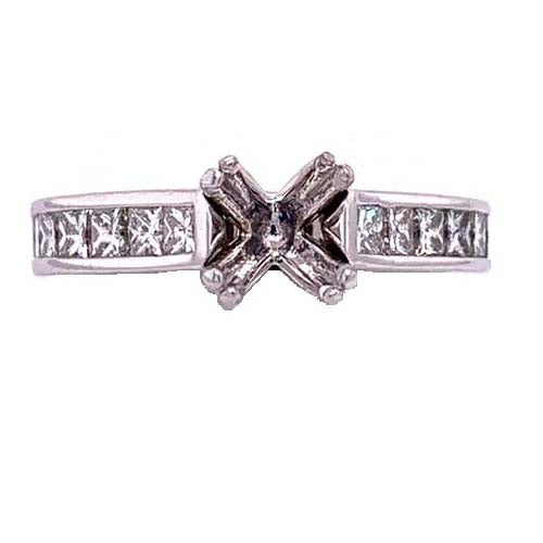 Estate .84CTW A. Jaffe Channel Princess Cut Diamond Engagement Ring Semi-Mounting in 18K White Gold
