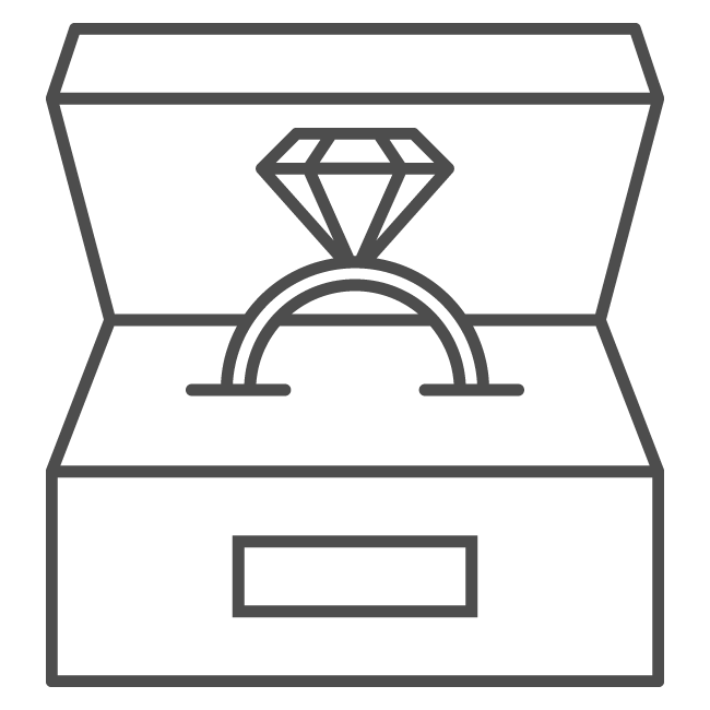 Illustrated icon of ring in jewelry box