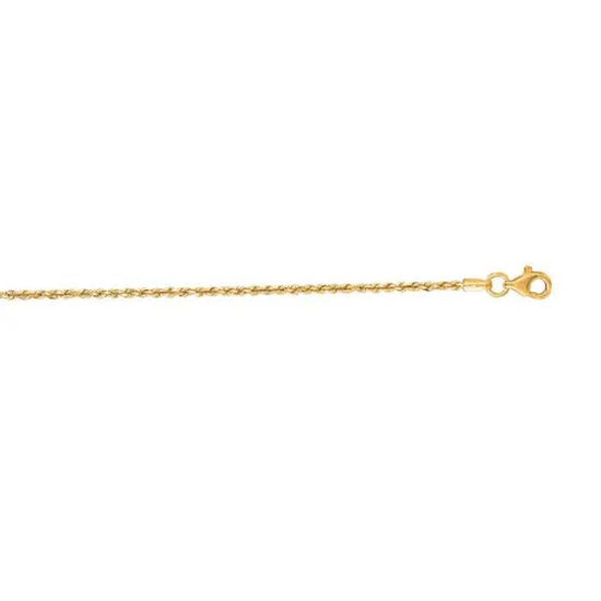 Mountz Collection 18" Diamond Cut Solid Rope Chain in 14K Yellow Gold