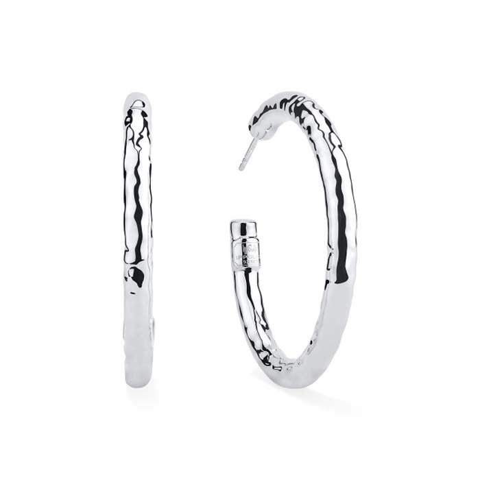 Ippolita 46MM Medium #3 Classico Hammered Hoop Earrings in Sterling Silver