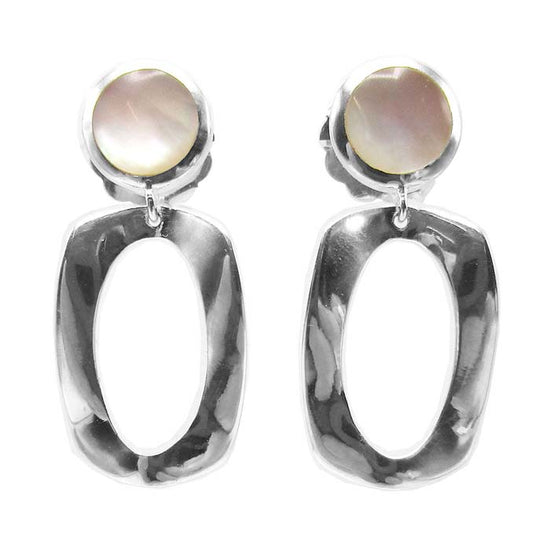 Ippolita Mother of Pearl Small Dot and Frame Post Earrings in Sterling Silver